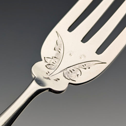 1899 年英國古董白色珍珠手柄純銀刀片 4 對甜點餐具約翰桑德森